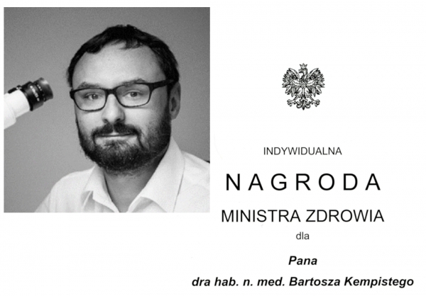 Indywidualna nagroda Ministra Zdrowia dla dr. hab. Bartosza Kempistego zdjęcie