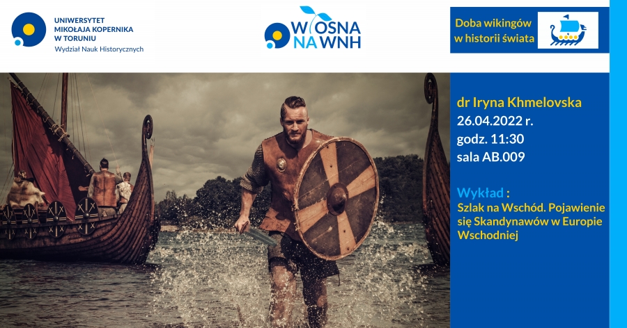 Wiking na tle łodzi