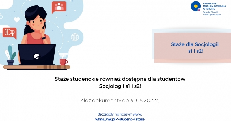 obrazek wiadomości: Staże studenckie dla Socjologii I nabór obrazek wiadomości: Staże studenckie dla Socjologii I nabór