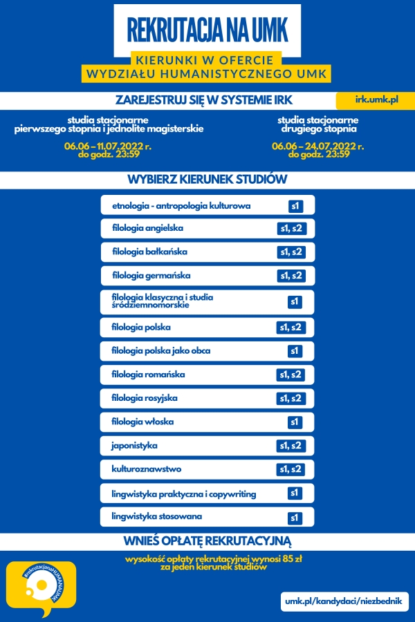 obrazek: Lista kierunków w ofercie Wydziału Humanistycznego
