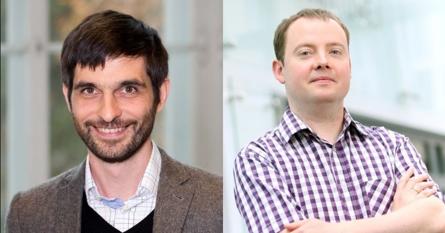 Prof. Bernhard Baumann oraz prof. Ireneusz Grulkowski są kierownikami grantu NCN fot.fot. Ireneusz Grulkowski Kolaż złożony z dwóch portretowych zdjęć mężczyzn