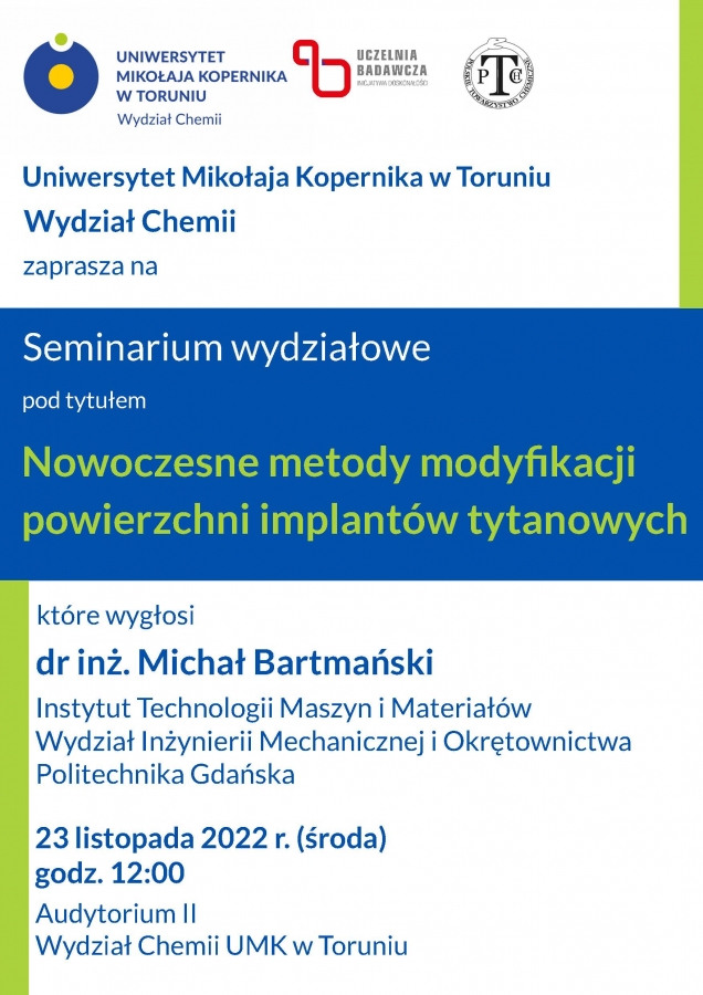 Seminarium wydziałowe Plakat informacyjny o wykładzie wydziałowym