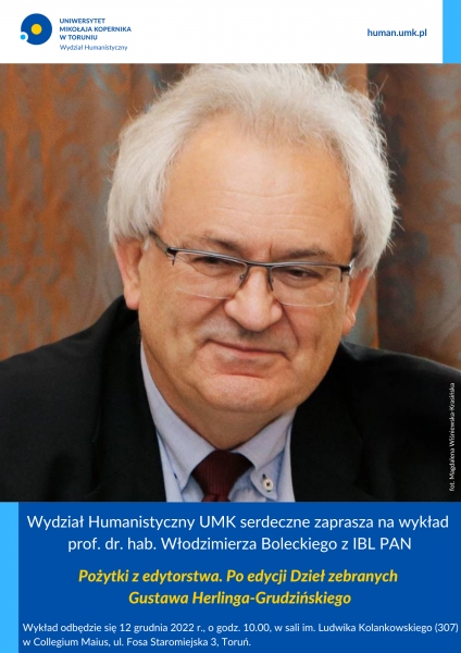 Zaproszenie na wykład prof. dr. hab. Włodzimierza Boleckiego z IBL PAN Zdjęcie ilustracyjne