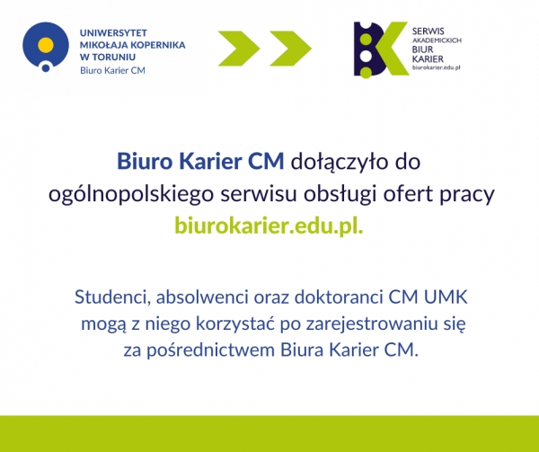 Biuro Karier CM dołączyło do ogólnopolskiego serwisu obsługi ofert biurokarier.edu.pl