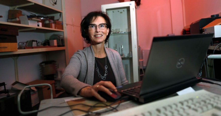 Toruńską częścią projektu kierować będzie dr hab. Alicja Chruścińska, prof. UMK z Katedry Fizyki Stosowanej WFAiIS. fot.Andrzej Romański Dr hab. Alicja Chruścińska, prof. UMK przed komputerem