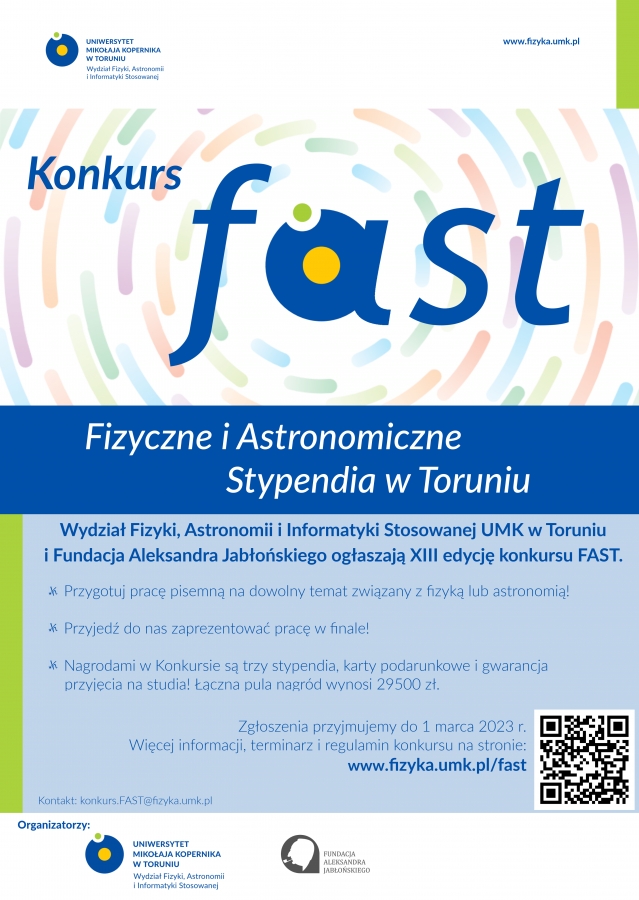 Plakat XIII edycji Konkursu FAST fot.grafika wykonana przez dr. inż. Michała Słowińskiego Plakat XIII edycji Konkursu FAST