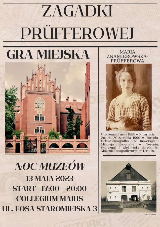 trzy zdjęcia: Maria Znamierowska-Prüfferowa, Collegium Maius, Muzeum Etnograficzne w Toruniu