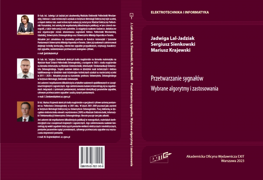 okładka monografii fot.nadesłane okładka monografii Przetwarzanie sygnałów. Wybrane algorytmy i zastosowania.