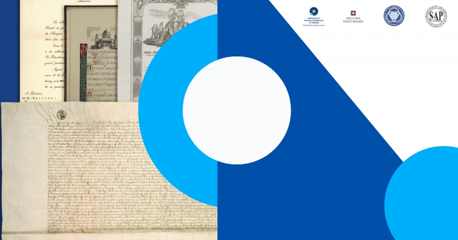 Konferencja "Archiwum dyplomatyczne i archiwum osobiste. Gdzie kończy się prywatność?" plakat fot.Archiwum Państwowe w Toruniu Plakat konferencji ze zdjęciami starych dokumentów i fotografii