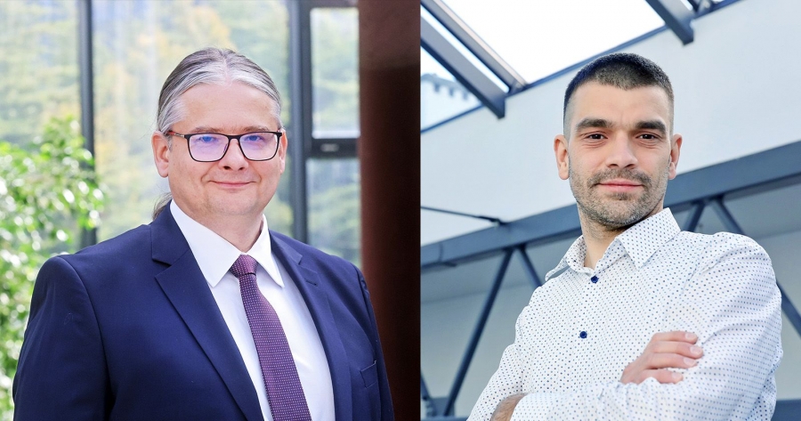 Prof. dr hab. Jarosław Mederski i prof. dr hab. Piotr Wcisło fot.fot. Andrzej Romański Kolaż złożony ze zdjęć portretowych nowych profesorów