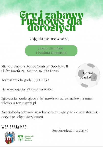 Zapraszamy do udziału w zajęciach sportowych w ramach programu "Od Maluszka do Staruszka"