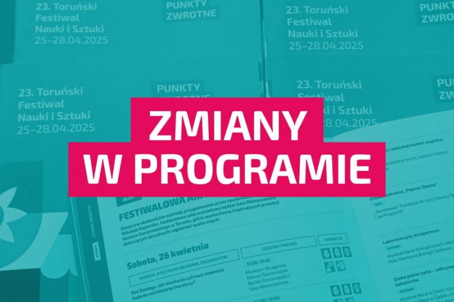 Sobotni harmonogram festiwalowych imprez ulega zmianom, a więc i kilka imprez na naszym Wydziale. Zdjęcie ilustracyjne
