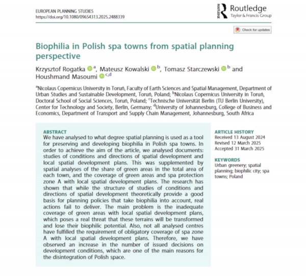 Biophilia in Polish spa towns from spatial planning perspective.