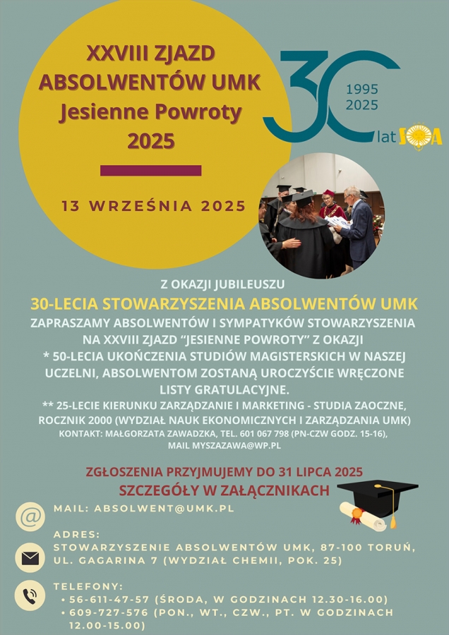 fot.Stowarzyszenie Absolwentów UMK plakat zjazdu Jesienne Powroty 2025