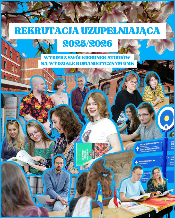 Grafika z listą kierunków studiów Wydziału Humanistycznego.