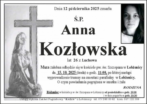Zmarła Pani mgr inż. Anna Kozłowska, nasza Absolwentka Zdjęcie ilustracyjne