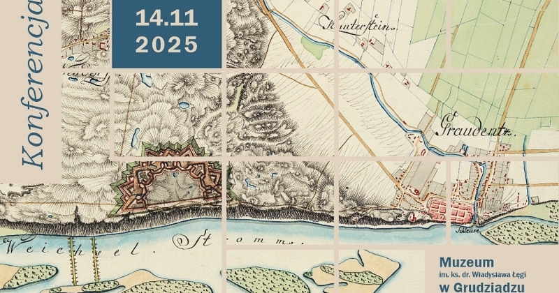 Okolice Grudziądza na kolorowanej mapie pruskiej skomponowane z elementami graficznymi i tekstem.
