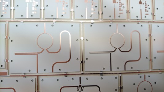 Raw plates of microwave circuits [photo: Dr. Paweł Wolak]