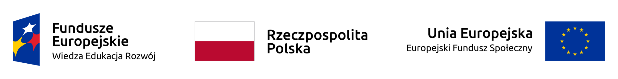 Logotypy: Fundusze Europejskie – Wiedza Edukacja Rozwój, Rzeczpospolita Polska, Unia Europejska – Europejski Fundusz Społeczny