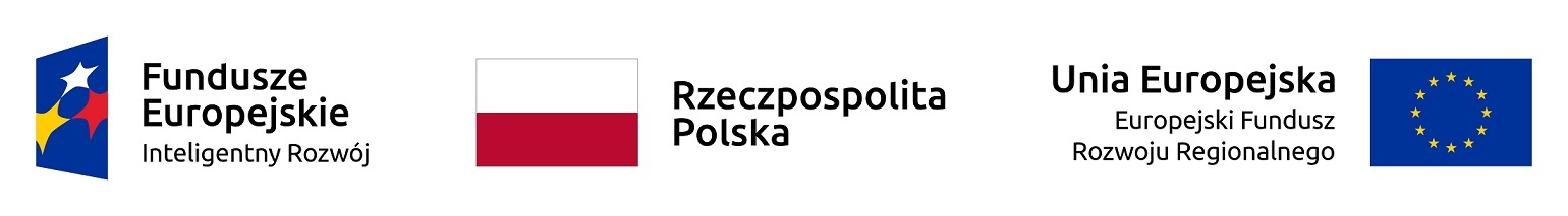 Logotypy: Fundusze Europejskie – Inteligentny Rozwój, Rzeczpospolita Polska, Unia Europejska – Europejski Fundusz Rozwoju Regionalnego
