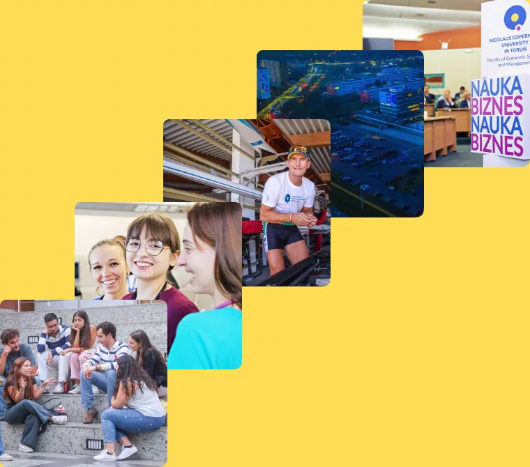 A collage of photos showing students and Nicolaus Copernicus University