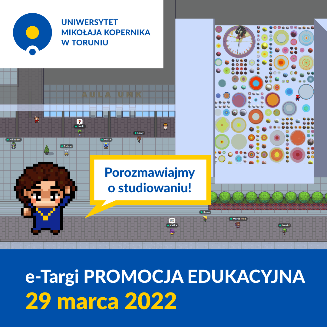 Uniwersytet Mikołaja Kopernika w Toruniu. Grafika w stylu pixel art. Kliknij, aby powiększyć.