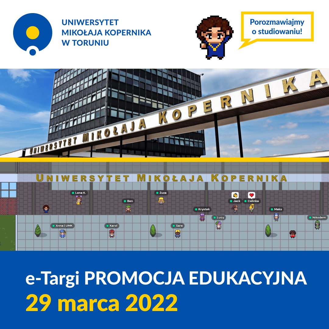 Połączone zdjęcie oraz grafika w stylu pixel art przedstawiające Rektorat UMK. Kliknij, aby powiększyć.