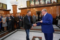 Uroczyste wręczenie nagród za stypendia naukowe i osiągnięcia (Collegium Maximum UMK, 29.09.2017) [fot. Andrzej Romański]