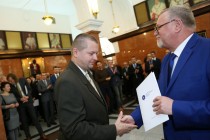 Uroczyste wręczenie nagród za stypendia naukowe i osiągnięcia (Collegium Maximum UMK, 29.09.2017) [fot. Andrzej Romański]