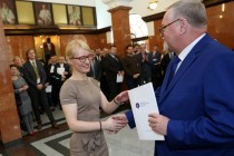 Uroczyste wręczenie nagród za stypendia naukowe i osiągnięcia (Collegium Maximum UMK, 29.09.2017) [fot. Andrzej Romański]