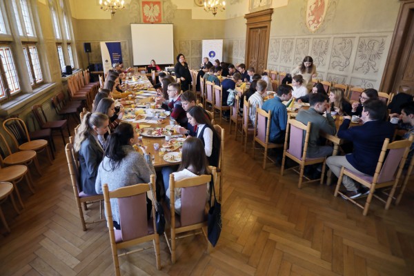 Śniadanie u humanistów z dyrektorem NAWA (Collegium Maius, 12.12.19) [fot. Andrzej Romański]