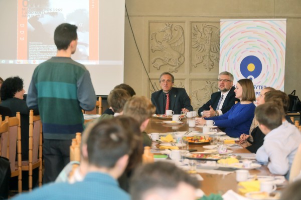 Śniadanie u humanistów z dyrektorem NAWA (Collegium Maius, 12.12.19) [fot. Andrzej Romański]
