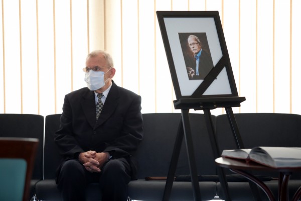 Uroczystości pogrzebowe prof. Mariana Filara (Aula UMK, 5.06.2020) [fot. Andrzej Romański]