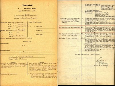 Protokół z I Posiedzenia Senatu UMK, Toruń 16 września 1948 r. [fot. Jacek Waliszewski]