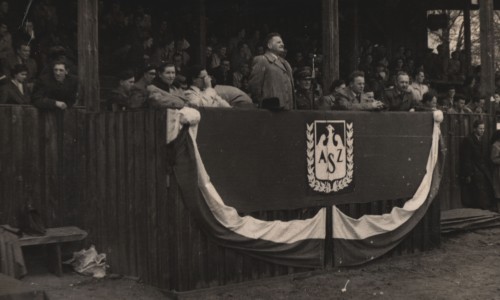 Otwarcie Spartakiady AZS przez JM Rektora prof. Antoniego Basińskiego, Toruń 1953 r. 