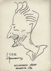 Karykatura Józefa Mossakowskiego – ze spuścizny prof. Leona Jeśmanowicza, Toruń 1952 r. 