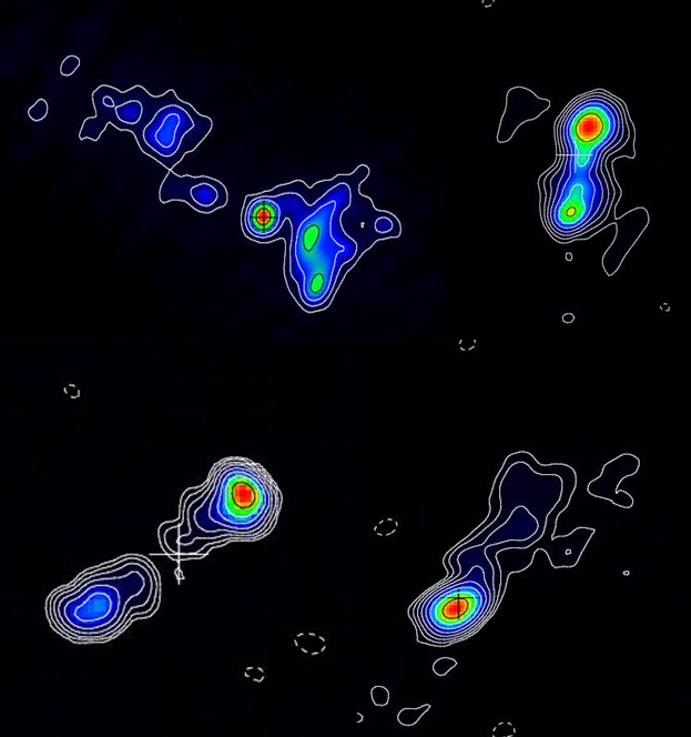 Figure: Radio images of young galaxies and quasars from the publications of M. Kunert-Bajraszewska.