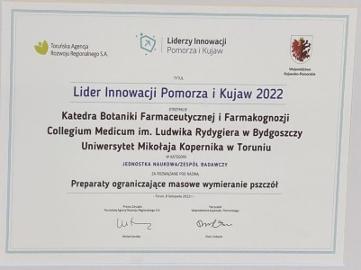 Lider innowacyjności - dyplom. Kliknij, aby powiększyć zdjęcie.