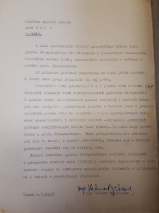 Sprawozdanie z organizacji lektoratu języka hiszpańskiego, 1957 rok [fot. archiwum UMK]