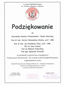 Podziękowania_warsztaty. Kliknij, aby powiększyć zdjęcie.