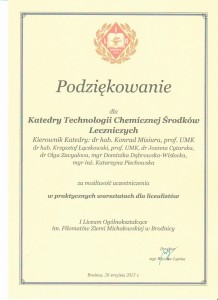 Podziękowania_warsztaty. Kliknij, aby powiększyć zdjęcie.