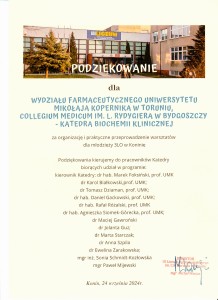 Podziękowania dla pracowników za udział i realizację V edycji warsztatów . Kliknij, aby powiększyć zdjęcie.
