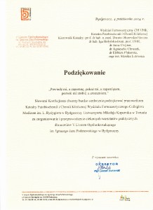 Podziękowania dla pracowników za udział i realizację V edycji warsztatów . Kliknij, aby powiększyć zdjęcie.