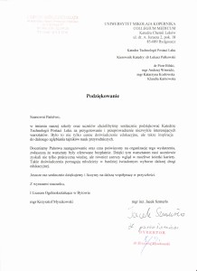 Podziękowania dla pracowników za udział i realizację V edycji warsztatów . Kliknij, aby powiększyć zdjęcie.
