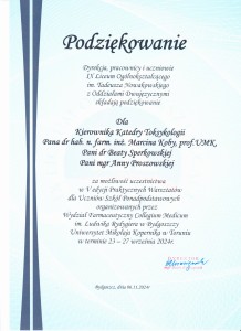 Podziękowania dla pracowników za udział i realizację V edycji warsztatów . Kliknij, aby powiększyć zdjęcie.