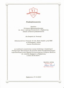 Podziękowania dla pracowników za udział i realizację V edycji warsztatów . Kliknij, aby powiększyć zdjęcie.