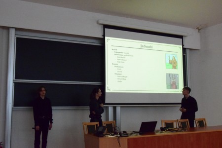 Kadry z auli Wydziału Matematyki i Informatyki z III edycji Międzywydziałowego Konkursu Projektów Zespołowych. Kliknij, aby powiększyć zdjęcie.