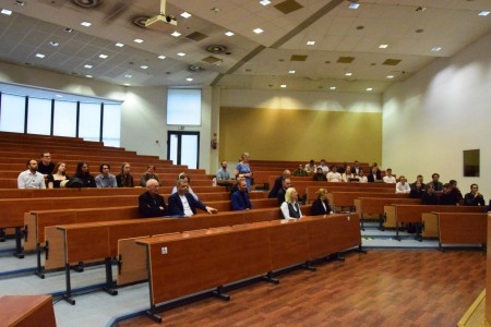 Kadry z auli Wydziału Matematyki i Informatyki z III edycji Międzywydziałowego Konkursu Projektów Zespołowych. Kliknij, aby powiększyć zdjęcie.