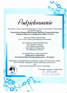 Podziękowania za organizację VII edycji w. Kliknij, aby powiększyć zdjęcie.