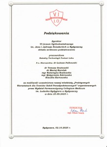 Podziękowania za organizację VII edycji w. Kliknij, aby powiększyć zdjęcie.